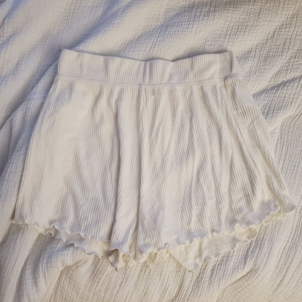 Roxy White Shorts Lettuce Hem Ribbed Soft Size Small - Picture 5 of 11